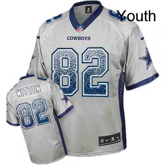 Youth Nike Dallas Cowboys 82 Jason Witten Elite Grey Drift Fashion NFL Jersey
